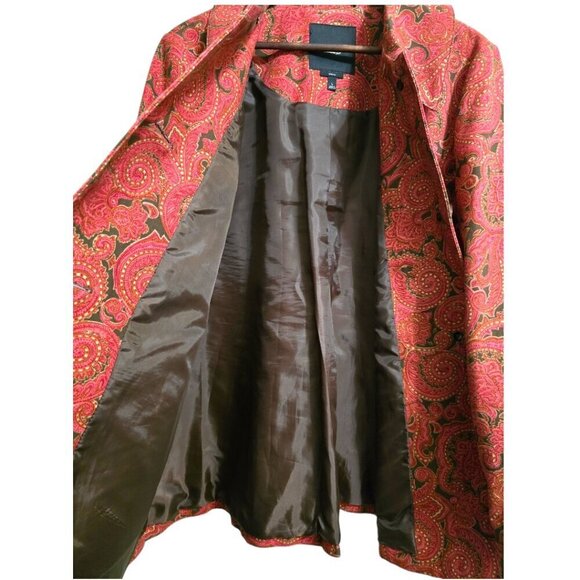 Talbots Paisley A-Line Stretch Back Pleat Swing Coat Sz L - Picture 7 of 9